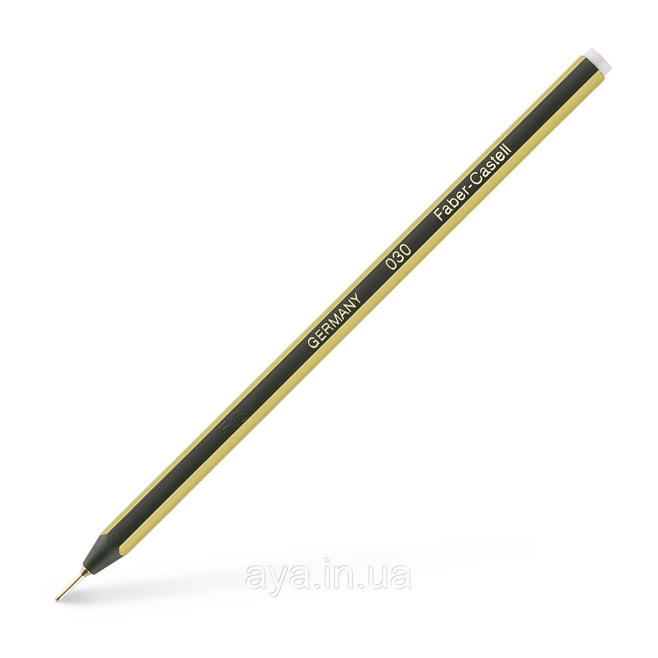 Ручка кулькова одноразова шестигранна Faber-Castell Goldfaber 030, M, Чорно-золотий корпус + білий ковпачок, Чорний