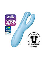 Кліторальний смарт вібратор Satisfyer Threesome 4 Blue з трьома пальчиками SO6081