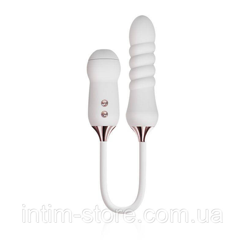 Пульсатор з вакуумним стимулятором KISTOY Cathy White на гнучкому з'єднанні SO6037, фото 1
