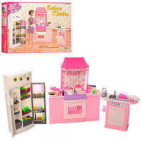 Кукольная мебель Кухня для Барби, холодильник, плита, духовка, посудка, продукты 9986 Gloria