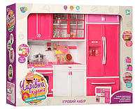 Кухня для кукол 29 см с мебелью большая, холодильник, плита, мойка QF26210PW