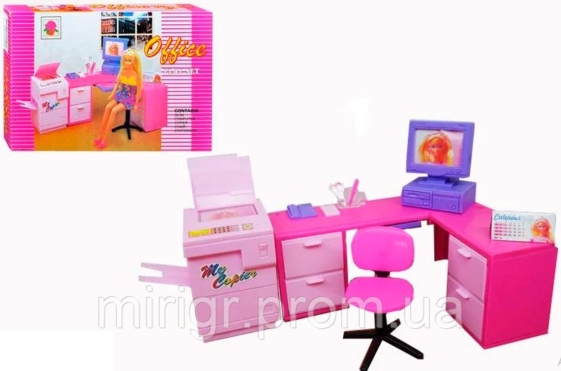 Офіс для ляльок Барбі меблі лялькові стіл стілець Gloria