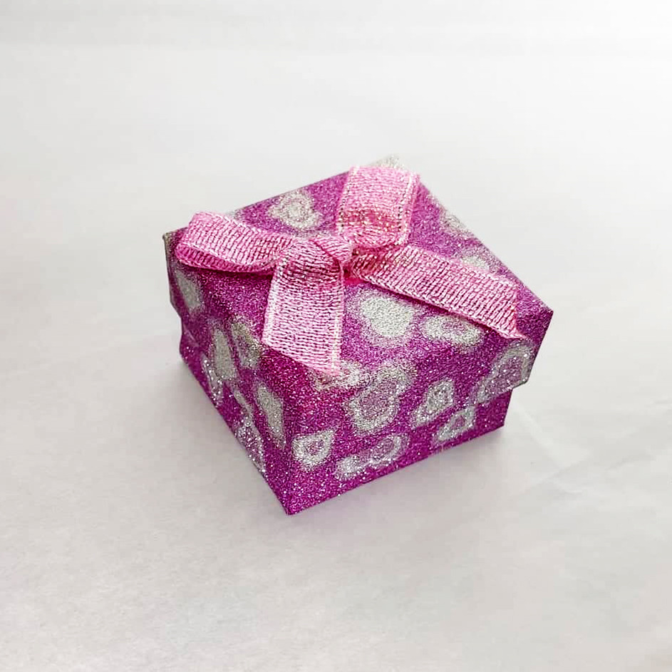 Коробка Подарочная с бантиком Сердечки Розовая 5 см х 5 см /  5x5 см, фото 1