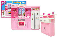 Кукольная мебель Кухня для Барби холодильник, плита, посудка, продукты Gloria 24016