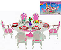 Їдальня для ляльок Барбі лялькові меблі стіл 4 стільці посуд їжа Gloria