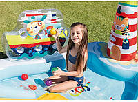 Надувной игровой водный центр для детей Рыбалка 218-188-99см, бассейн, горка, фонтан Intex 57162