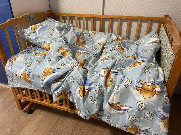 Дитячий комплект постільної білизни в ліжечко "Ведмедик на блакитному", фото 1