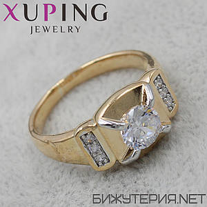Перстеня масивного золотистого кольору Xuping медичне золото декорований стразами 18K