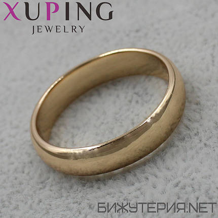 Кольцо широкое золотистого цвета обручальное Xuping Jewelry медицинское золото ширина 5 мм, фото 2