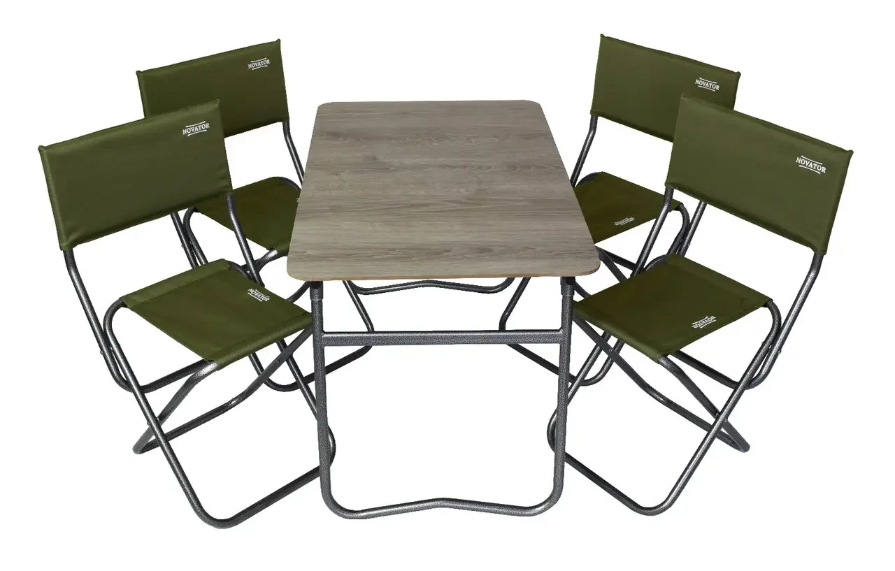 Стіл + 4 стільці для пікніка посилений, Стіл зі стільцями похідний, Набори туристичних складаних меблів Novator