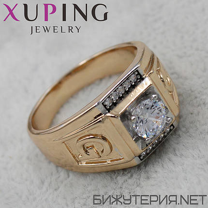 Перстенька золотистого кольору Xuping медичне золото з логотипом G втразах 18K, фото 2