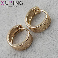 Серьги женские золотистого цвета Xuping Jewelry застежка-кольцо широкие с узорами 24K