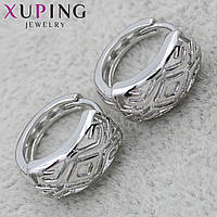 Серёжки женские медицинское золото Xuping Jewelry кольцо конго широкие с узорами 24K