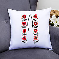 Подушка декоративна з принтом "Квітковий орнамент (червоний) вишиванки на грудях" Push IT