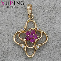 Кулон женский Xuping Jewelry золотистого цвета с цветочком с розовыми стразами размер изделия 22 х 25 мм