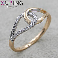 Колечко золотистого цвета печатка Xuping Jewelry восьмёрочка с камушками медицинское золото 18K