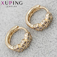 Серёжки женские золотистого цвета Xuping Jewelry кольца конго с кристаллами 24K