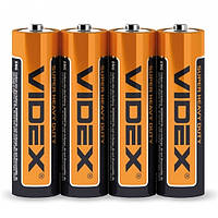 Батарейки солевые VIDEX R6P/AA + 40%Lifetime SHRINK 4шт
