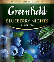 Чай Грінфілд чорний зі смаком чорниці, вершків та каркаде Blueberry Nights 100 пакетиків ХоРеКа