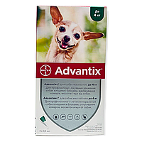 Капли от блох и клещей Bayer Адвантикс для собак весом до 4 кг 1пипетка 0,4 мл (цена за 1 пипетку)