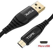Кабель TOPK AN42 Micro USB 15см Black