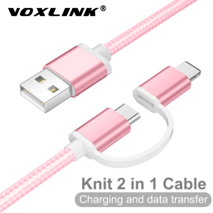 MicroUsb кабель VOXLINK 2 в 1 Pink