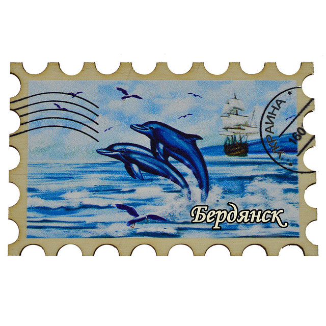 Магніт "Марка" дельфіни Бердянськ