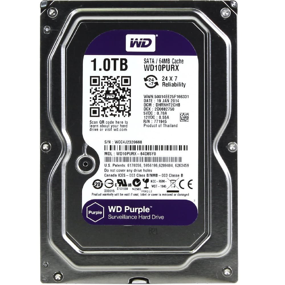 Жорсткий диск Western Digital Purple 1 TB 64 MB 5400 rpm WD10PURX 3.5 SATA III