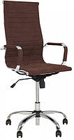 Компьютерное офисное кресло для руководителя Слим Slim HB Tilt CHR68 Soro-28 ткань коричневый Новый Стиль
