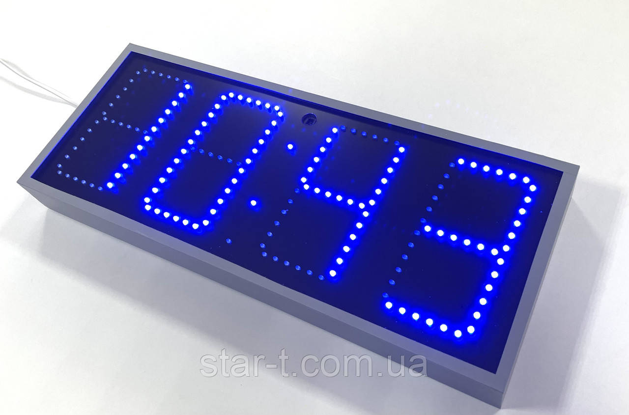 Світлодіодні годинник-календар синього кольору 500х200мм.
