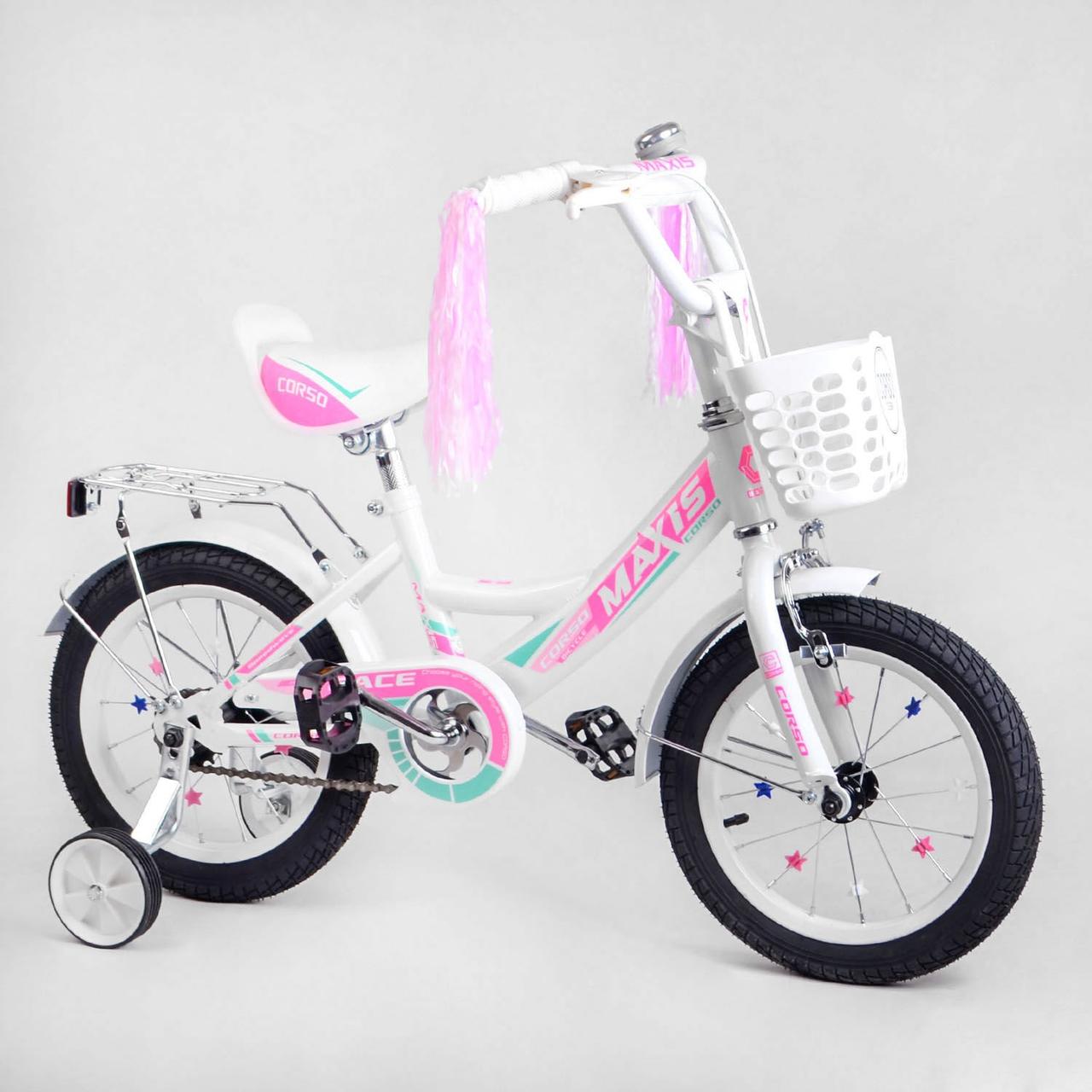 Велосипед для дівчинки на 3 4 5 років колеса 14 дюймів CORSO MAXIS-14017, фото 1