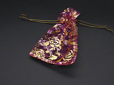 Подарункові мішечки з органзи на затяжках Колір фіолет. 10х14см