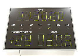 Інформаційне світлодіодне табло (години, дні тижня, календарь, термометр), 750х500мм.