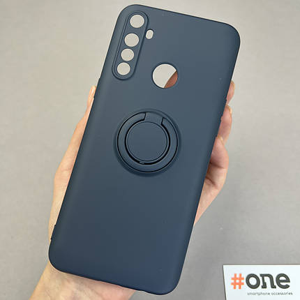 Чохол для Realme 6i матовий з кільцем підставкою щільний чохол на телефон реалмі 6і темно-синій HRG, фото 1
