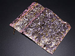 Подарункові мішечки з органзи з візерунками для подарунків колір світло-рожевий. 15х20см / Подарункові мішечки з органзи з