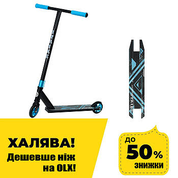 Дитячий трюковий самокат (колеса PU 110 мм, алюм+сталь) iTrike SR 2-066-6-B2 Чорно-блакитний