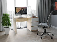 Стол письменный с ящиками, для ноутбука и компьютера без ручек FHT-224 Дуб Сонома/Белый