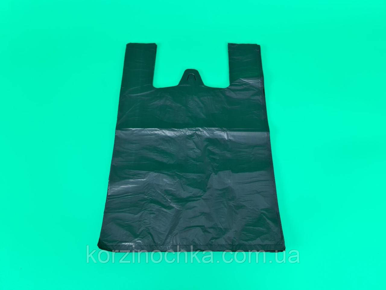 Фасувальні пакети Майка 27*47 Чорна 12 мкр(200 шт)(1 пач)Поліетиленові пакувальні кульки
