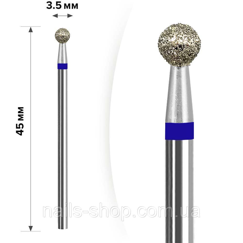 Фреза з алмазним напиленням куля 3,5 мм (синя смужка), фото 1