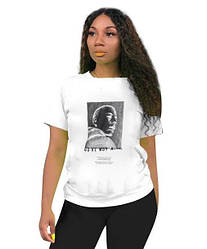 Жіноча футболка великих розмірів із принтом стильна трикотажна вільна, біла, чорна