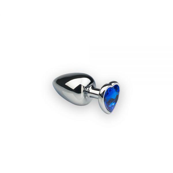 Анальний корок Silver Heart Sapphire з кристалом у формі сердечка S, фото 1