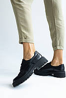 Жіночі туфлі шкіряні весняно-осінні чорні OLLI т-306 Астра
