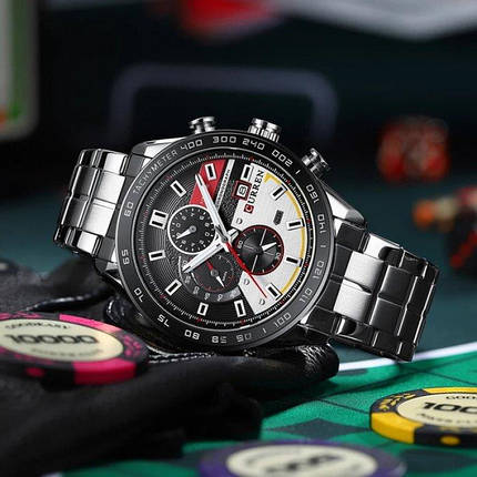 Чоловічий наручний годинник Curren Chronograph кварцовий з хронографом, фото 1