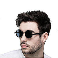 Черные круглые стимпанк очки ретро стиль , мужские круглые очки в металлической оправе