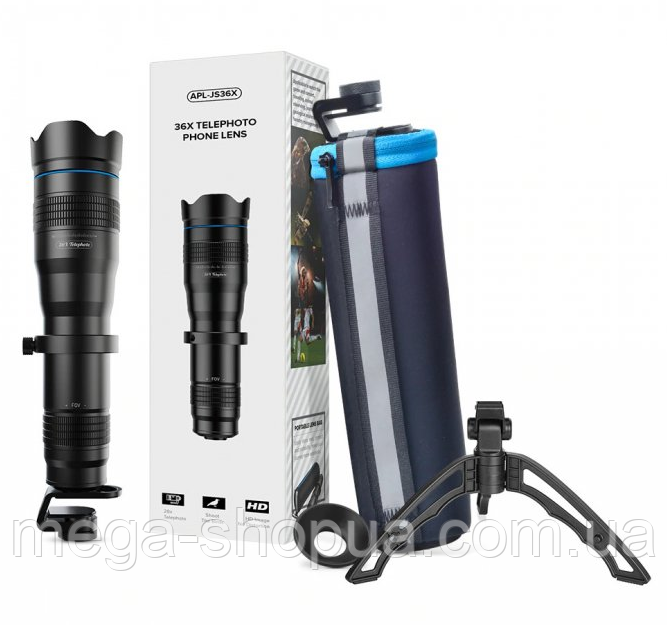 Потужний монокуляр об'єктив Monocular 36x D65 із кріпленням для телефону. Підзорна труба телескоп для спостереження