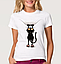 Жіноча футболка з принтом Кішки, розміри L-XXXL, кольори сірий, білий, бавовна, фото 6