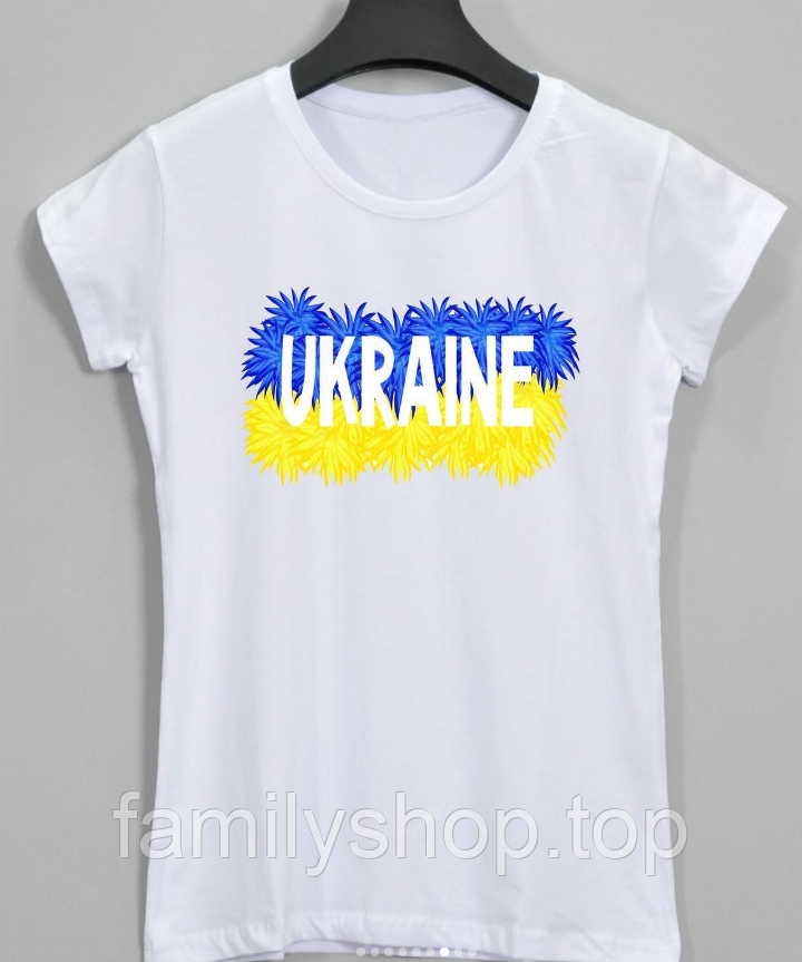 Жіноча футболка з патріотичним принтом великого розміру, L-XXL, білого кольору