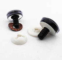 Вічка для іграшок блискучі, трапеція, 25 мм + кріплення, коричневі (2 шт), фото 4