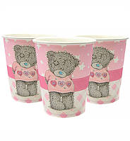 Одноразовые стаканчики "Мишка Тедди" 10 шт, 250 мл, цвет - розовый