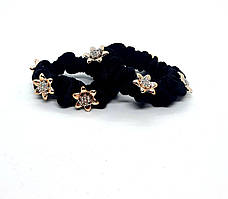 Велюрова резинка чорна квіточка